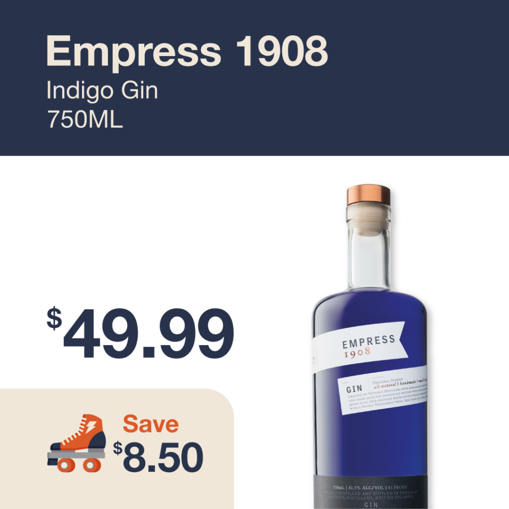 Monthly promo at The Liquor Co. 1977 – Empress 1908 Indigo Gin on sale for $49.99. Save $8.50 on this featured Gin deal.