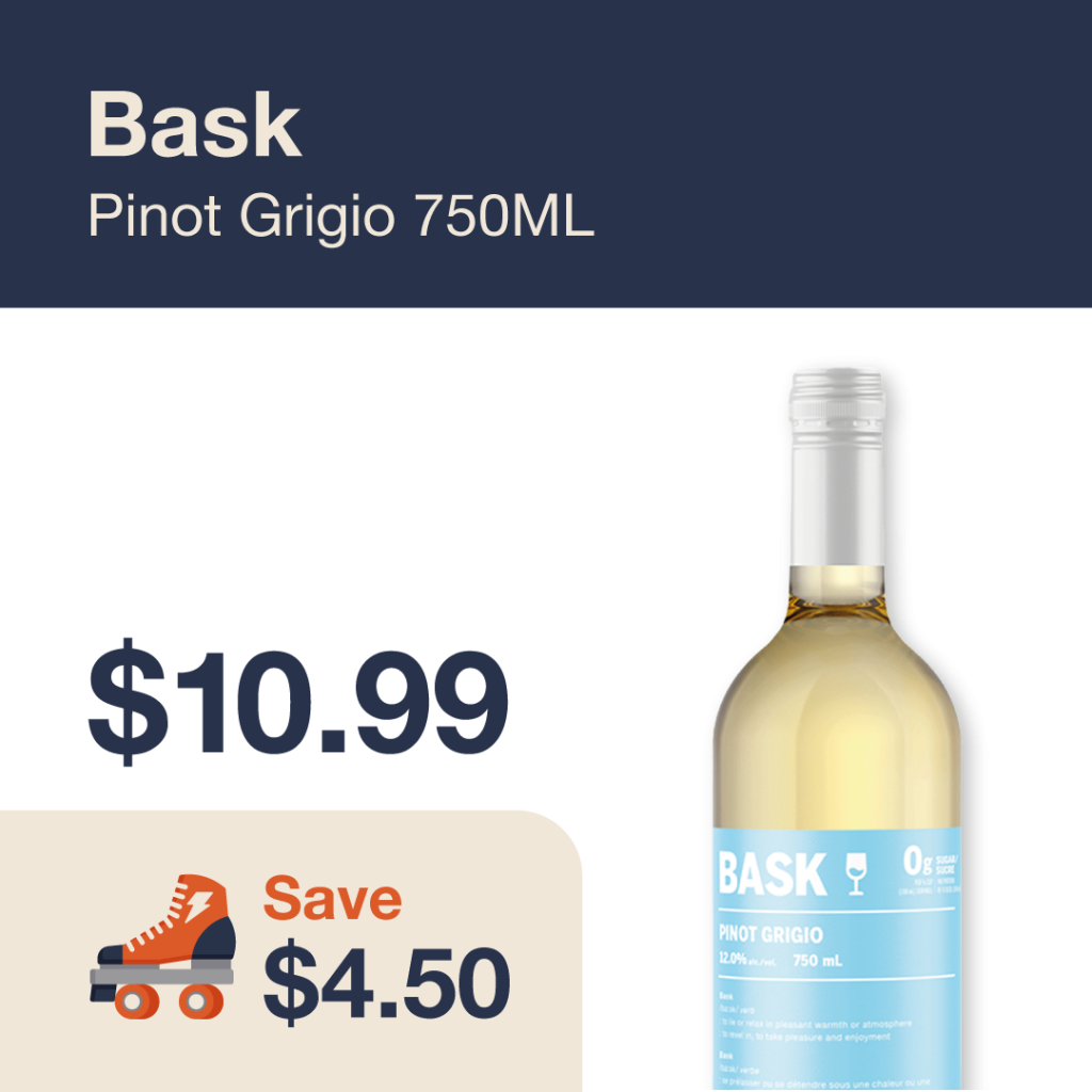 Monthly promo at The Liquor Co. 1977 – Bask on sale for $10.99. Save $4.50 on this featured wine deal.