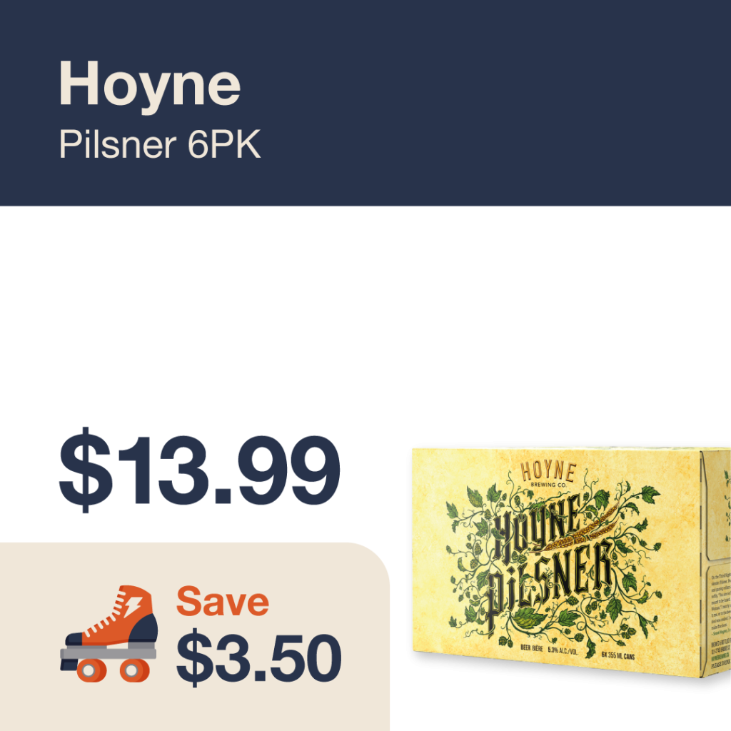 Monthly promo at The Liquor Co. 1977 – Hoyne Pilsner on sale for $13.99. Save $3.50 on this featured beer deal.
