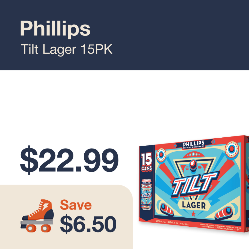 Monthly promo at The Liquor Co. 1977 – Phillips Tilt on sale for $22.99. Save $6.50 on this featured beer deal.