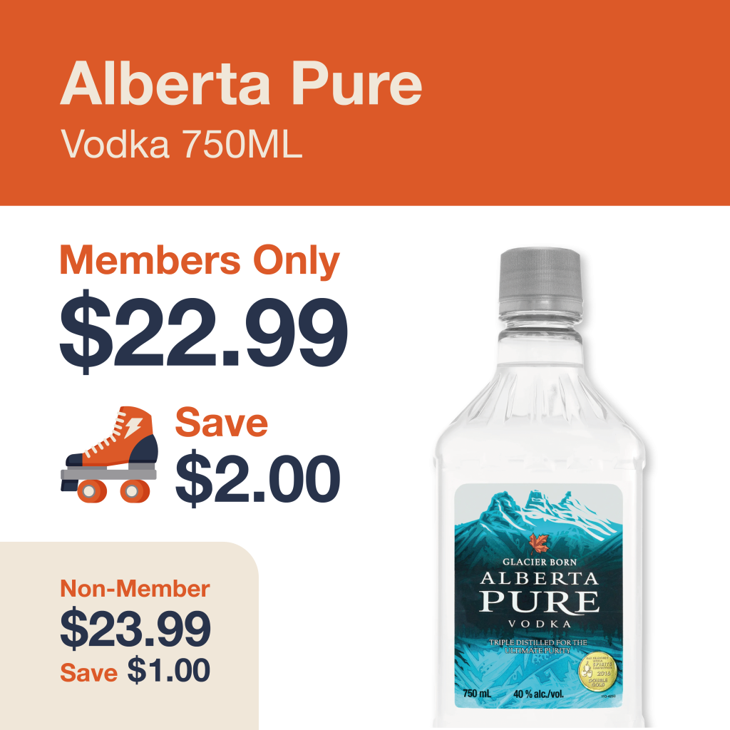 Monthly promo at The Liquor Co. 1977 – Alberta Pure Vodka on sale for $22.99 for members and $23.99 for non-members. Save up to $2.00 on this featured vodka deal.