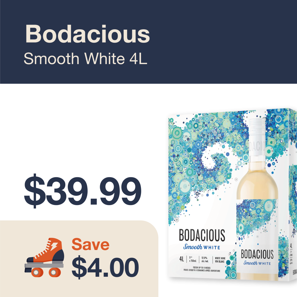 Monthly promo at The Liquor Co. 1977 – Bodacious Smooth White on sale for $39.99. Save $4.00 on this featured wine deal.