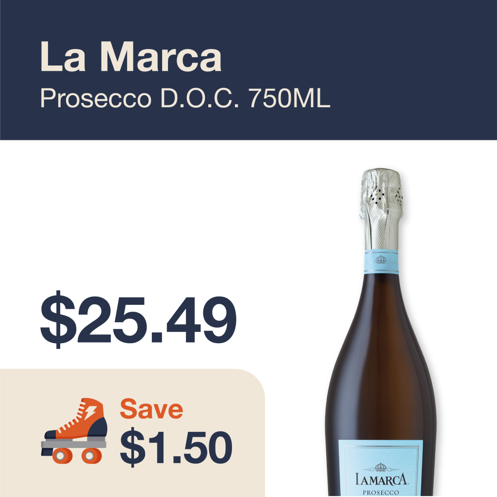 Monthly promo at The Liquor Co. 1977 – La Marca Prosecco on sale for $25.49. Save $1.50 on this featured wine deal.