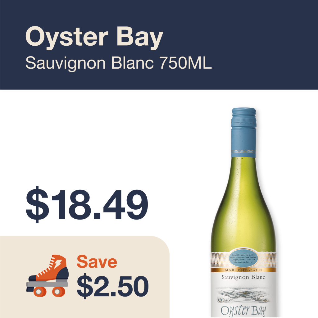 Monthly promo at The Liquor Co. 1977 – Oyster Bay Sauvignon Blanc on sale for $18.49. Save $2.50 on this featured wine deal.