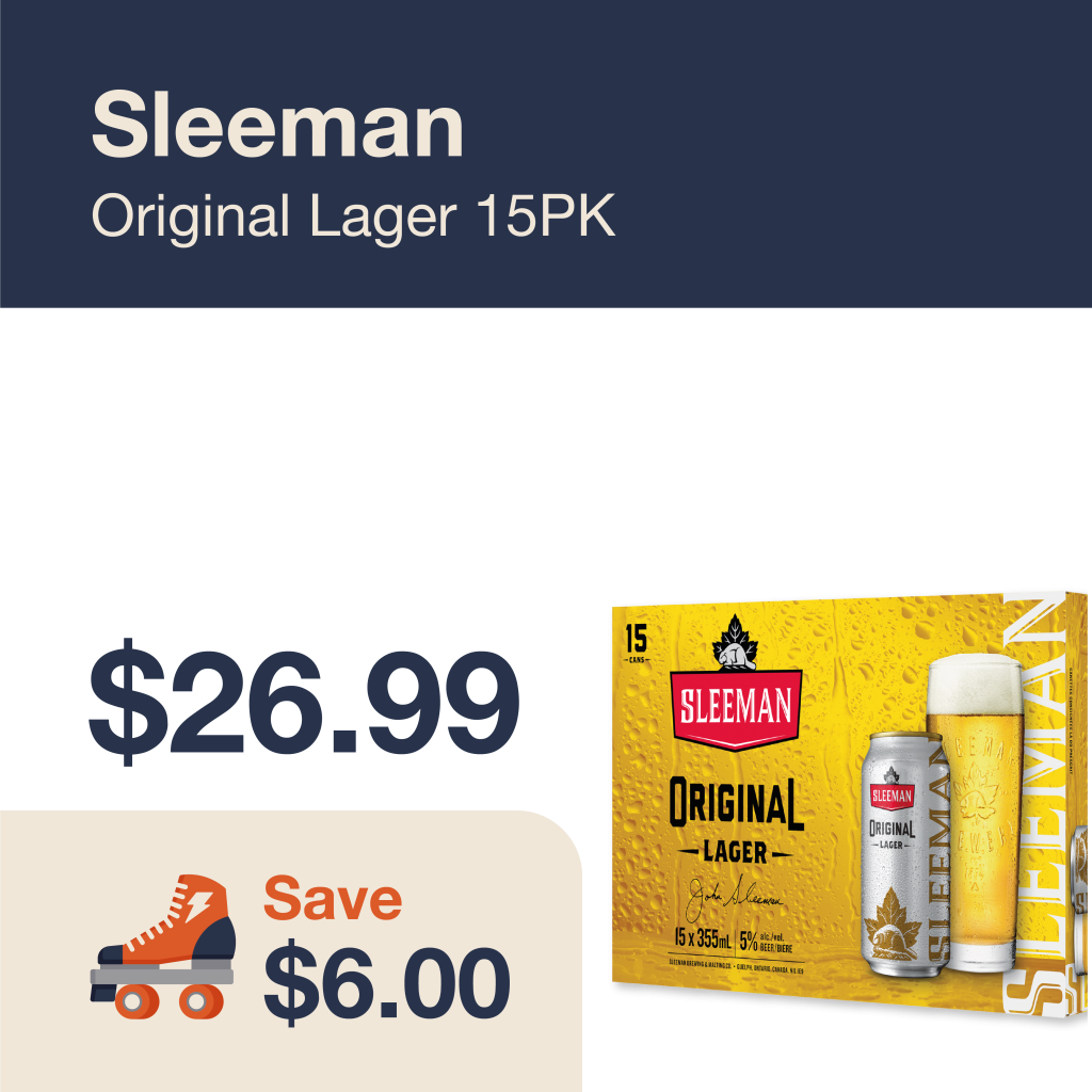 Monthly promo at The Liquor Co. 1977 – Sleeman Original Lager on sale for $26.99. Save $6.00 on this featured beer deal.