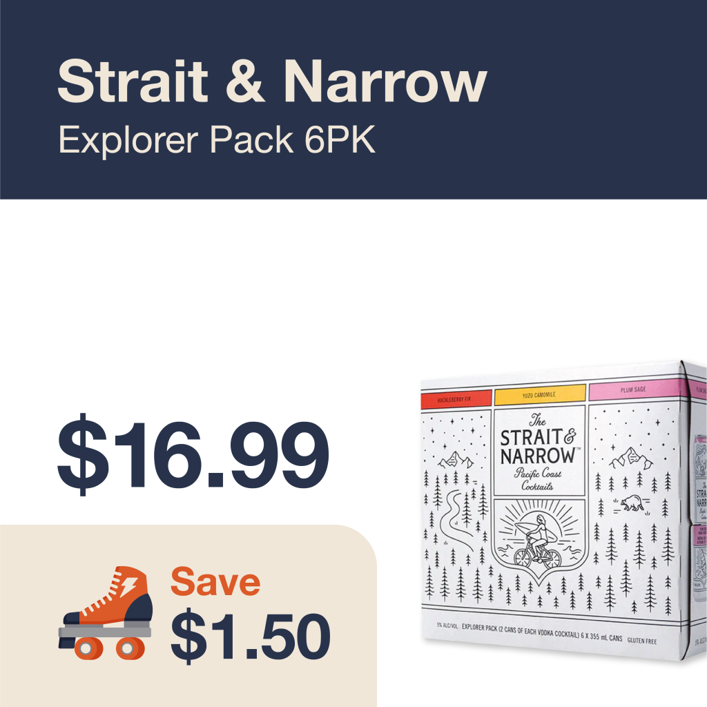 Monthly promo at The Liquor Co. 1977 – Strait & Narrow on sale for $16.99. Save $1.50 on this featured RTD deal.