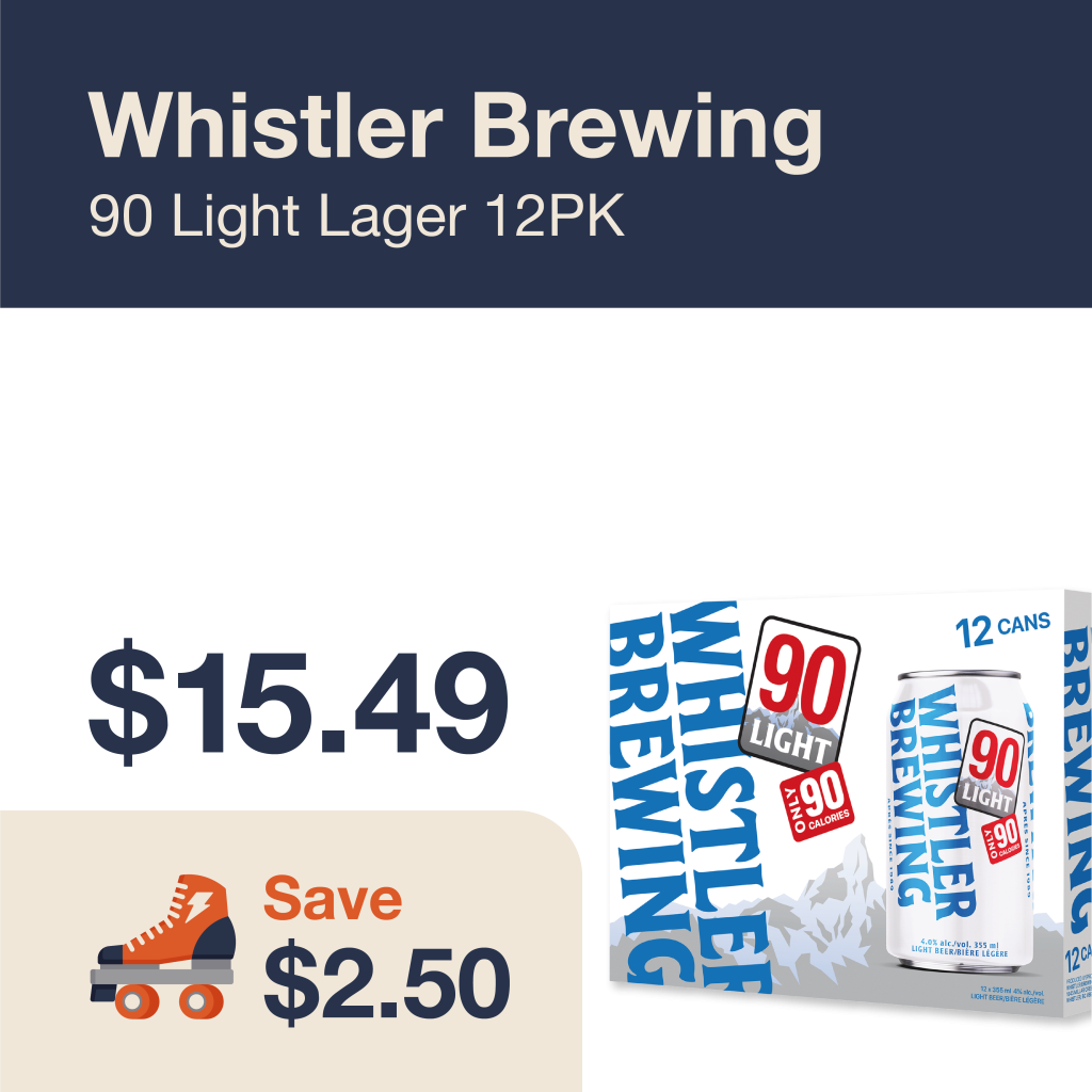 Monthly promo at The Liquor Co. 1977 – Whistler Brewing Light Lager on sale for $15.49. Save $2.50 on this featured beer deal.