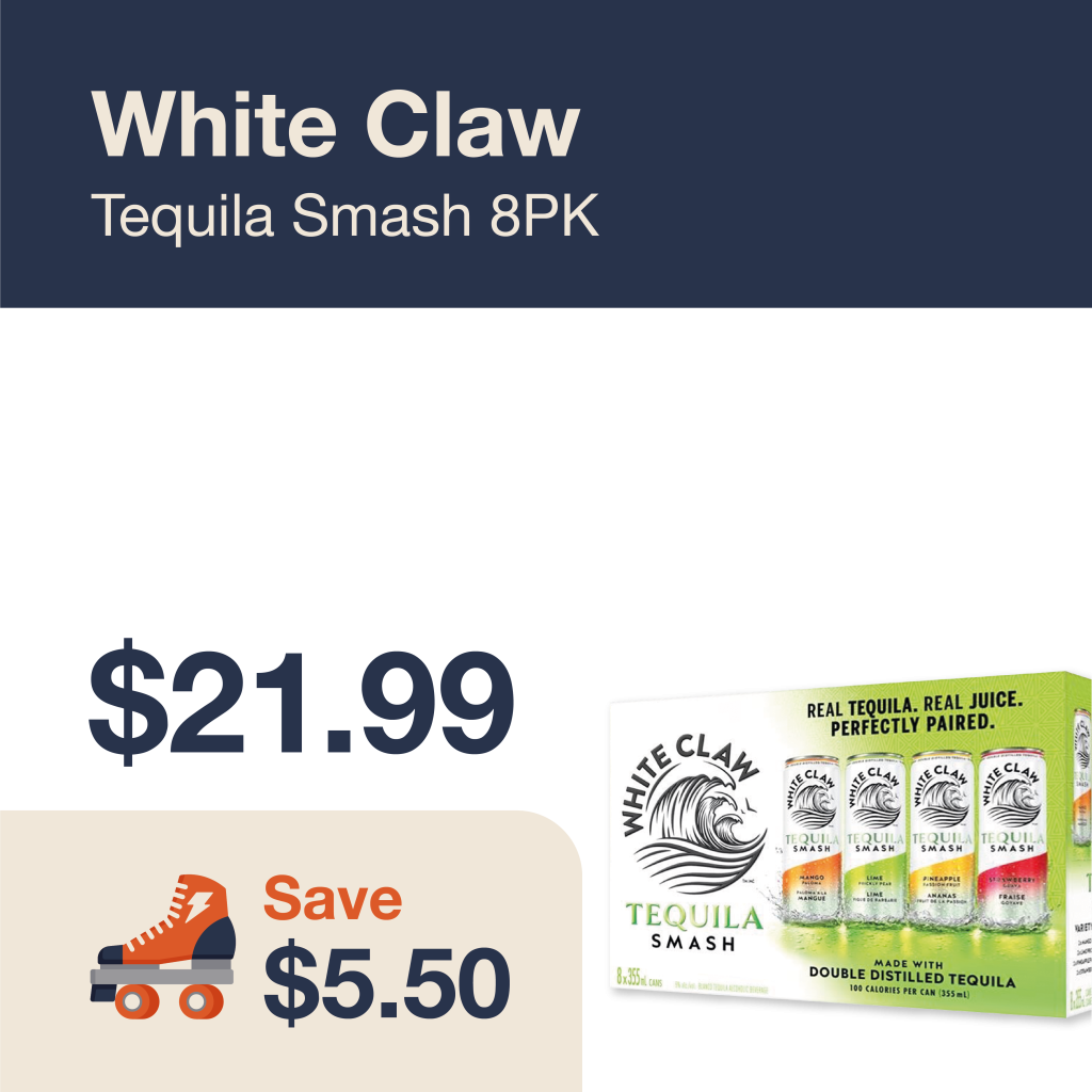 Monthly promo at The Liquor Co. 1977 – White Claw Tequila Smash on sale for $21.99. Save $5.50 on this featured RTD deal.