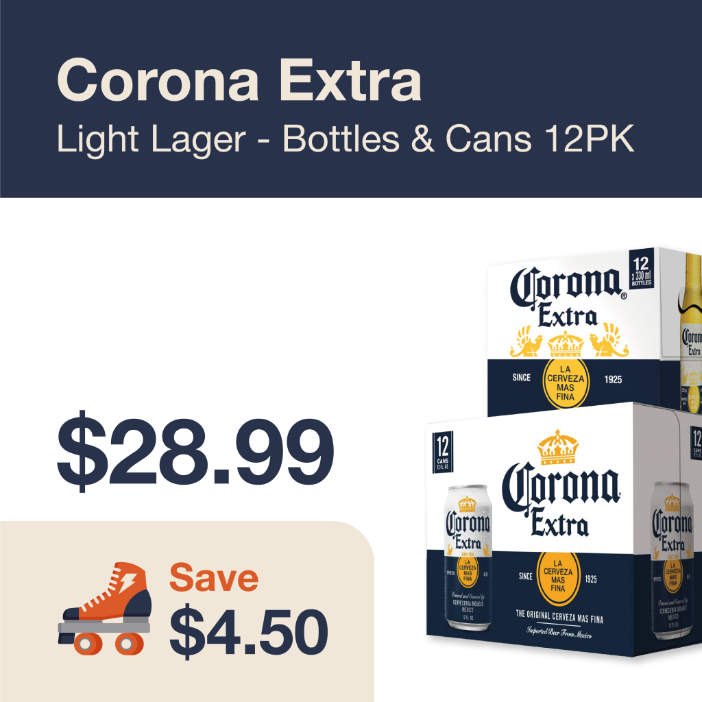 Monthly promo at The Liquor Co. 1977 – Corona Extra Light Lager 12 pack on sale for $28.99. Save $4.50 on this featured beer deal.