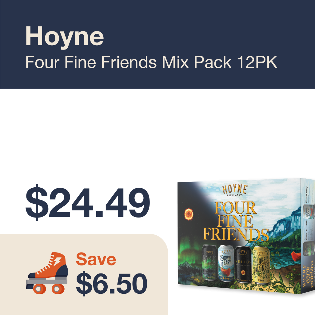 Monthly promo at The Liquor Co. 1977 – Hoyne Four Fine Friends Mix Pack 12 Pack on sale for $24.49. Save $6.50 on this featured beer deal.