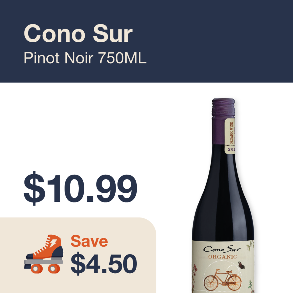 Liquor Co. 1977 monthly promo: Cono Sur Pinot Noir - Save $4.50 on this featured wine deal