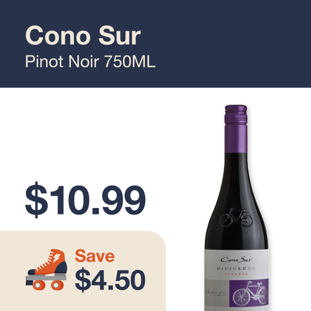 Liquor Co. 1977 monthly promo: Cono Sur Pinot Noir - Save $4.50 on this featured wine deal