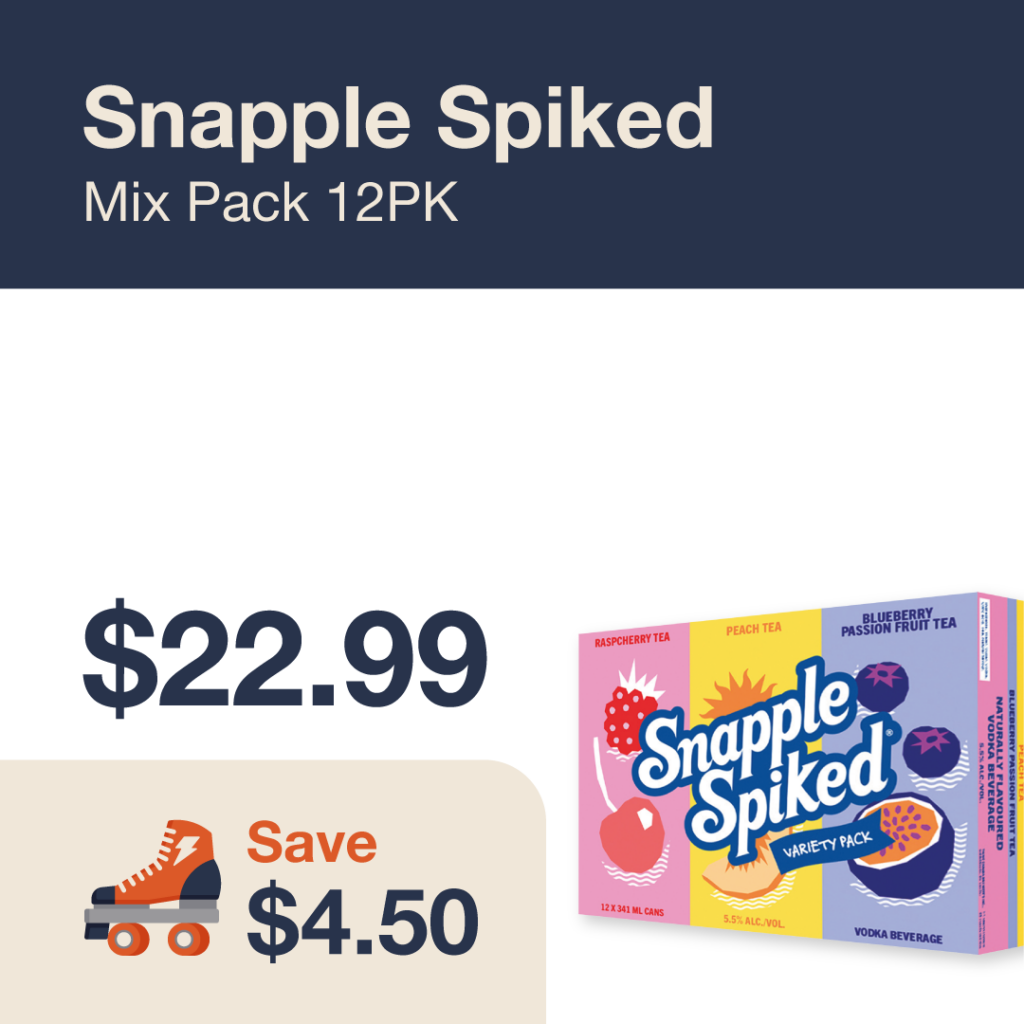 Liquor Co. 1977 monthly promo: Snapple Spiked Mix Pack 12PK - Save $4.50 on this featured RTD deal