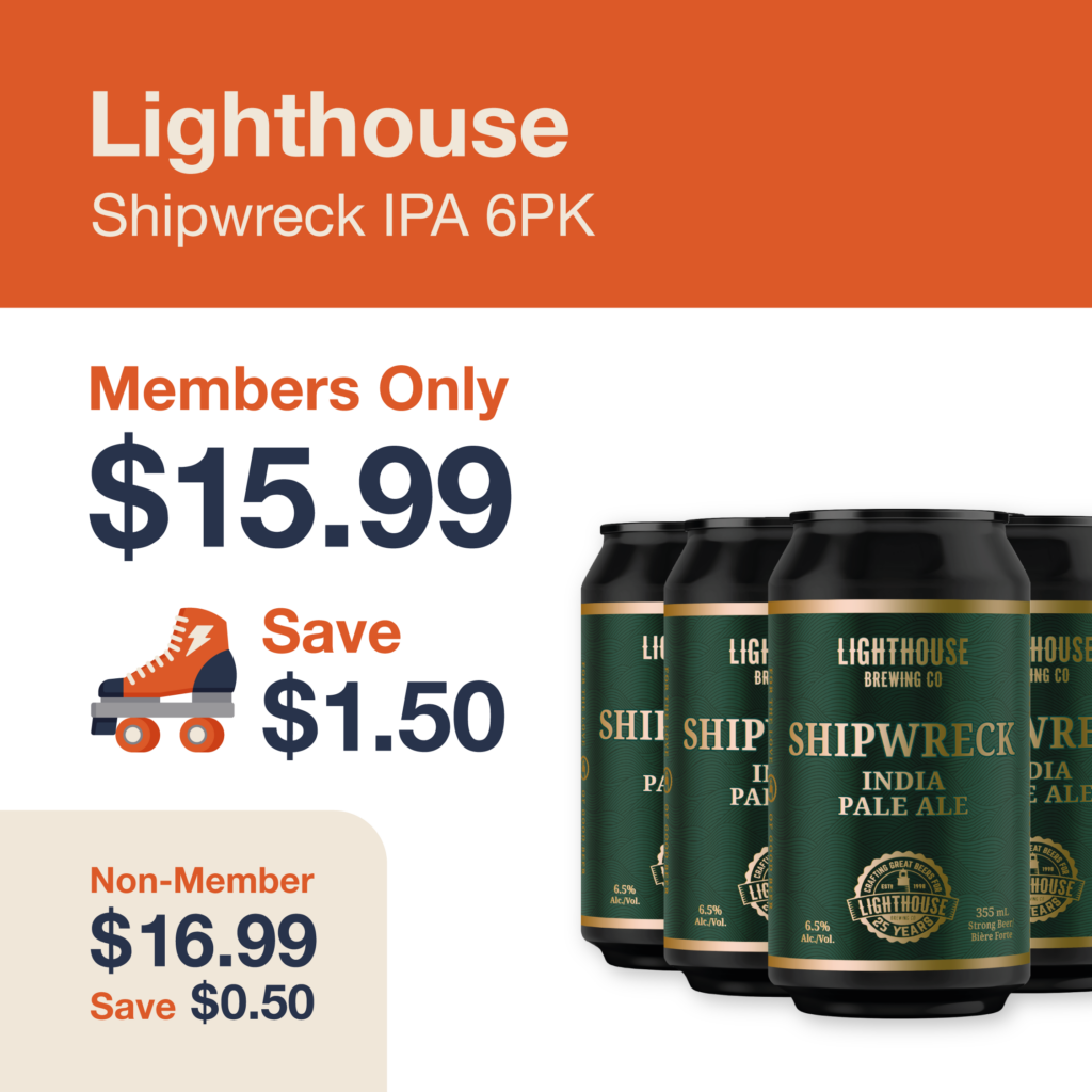 Liquor Co. 1977 monthly promo: Save $0.50 on Lighthouse Shipwreck IPA 6PK - Members save $0.50 on this featured beer deal