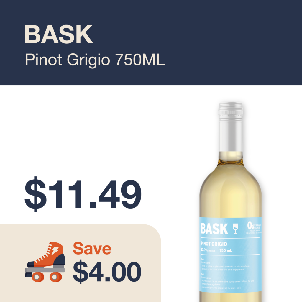 Liquor Co. 1977 monthly promo: Bask Pinot Grigio - Save $4.00 on this featured wine deal.