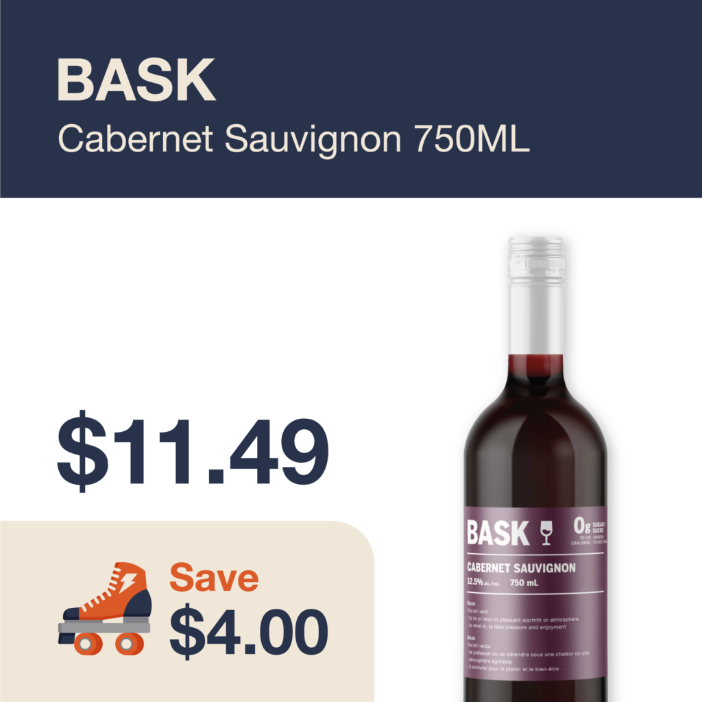 Liquor Co. 1977 monthly promo: Bask Cabernet Sauvignon - Save $4.00 on this featured wine deal.
