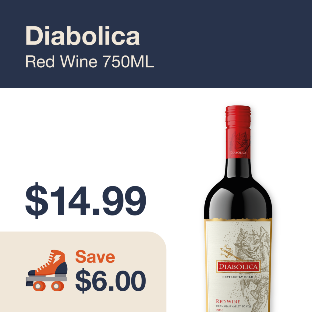 Liquor Co. 1977 monthly promo: Diabolica Red Wine - Save $6.00 on this featured wine deal.