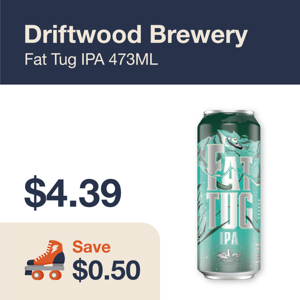 Liquor Co. 1977 monthly promo: Driftwood Brewery Fat Tug IPA Single - Save $0.50 on this featured beer deal.