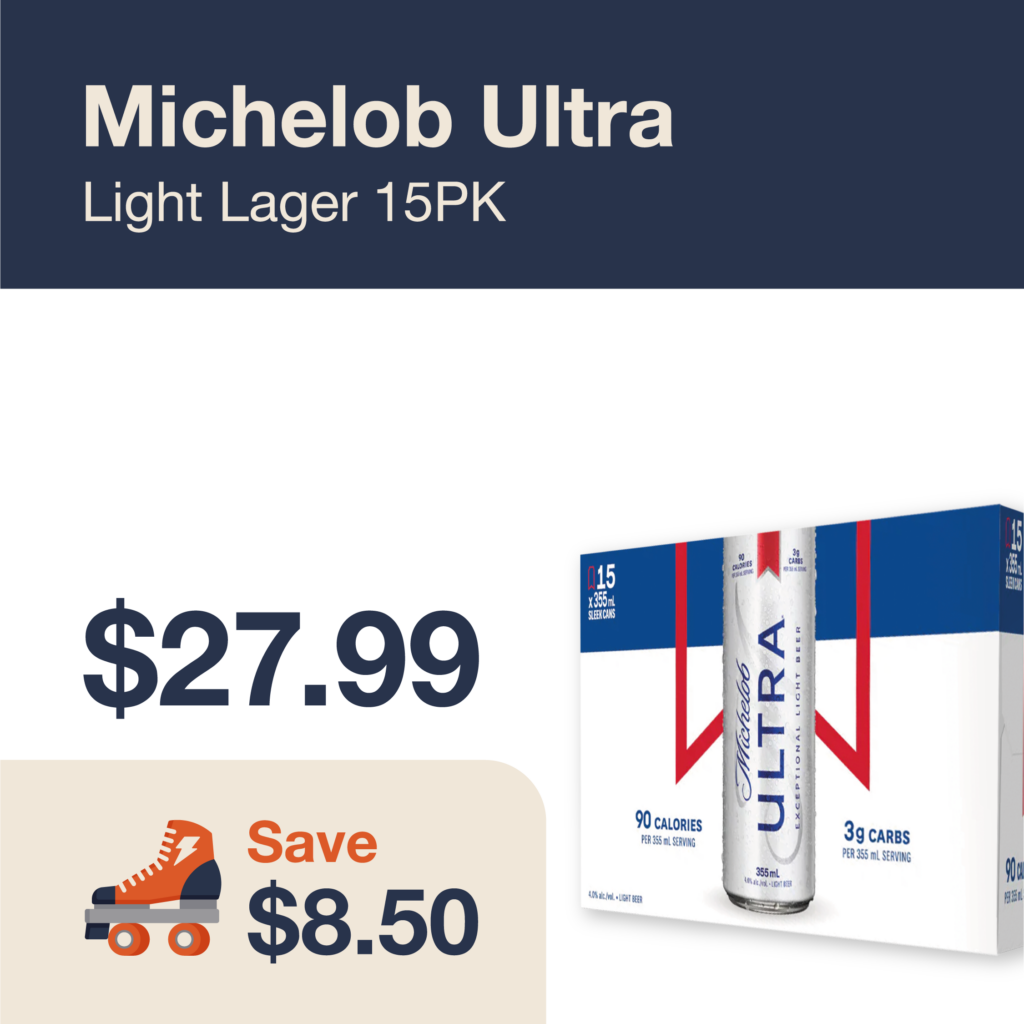 Liquor Co. 1977 monthly promo: Michelob Ultra Light Lager 15PK - Save $8.50 on this featured beer deal.
