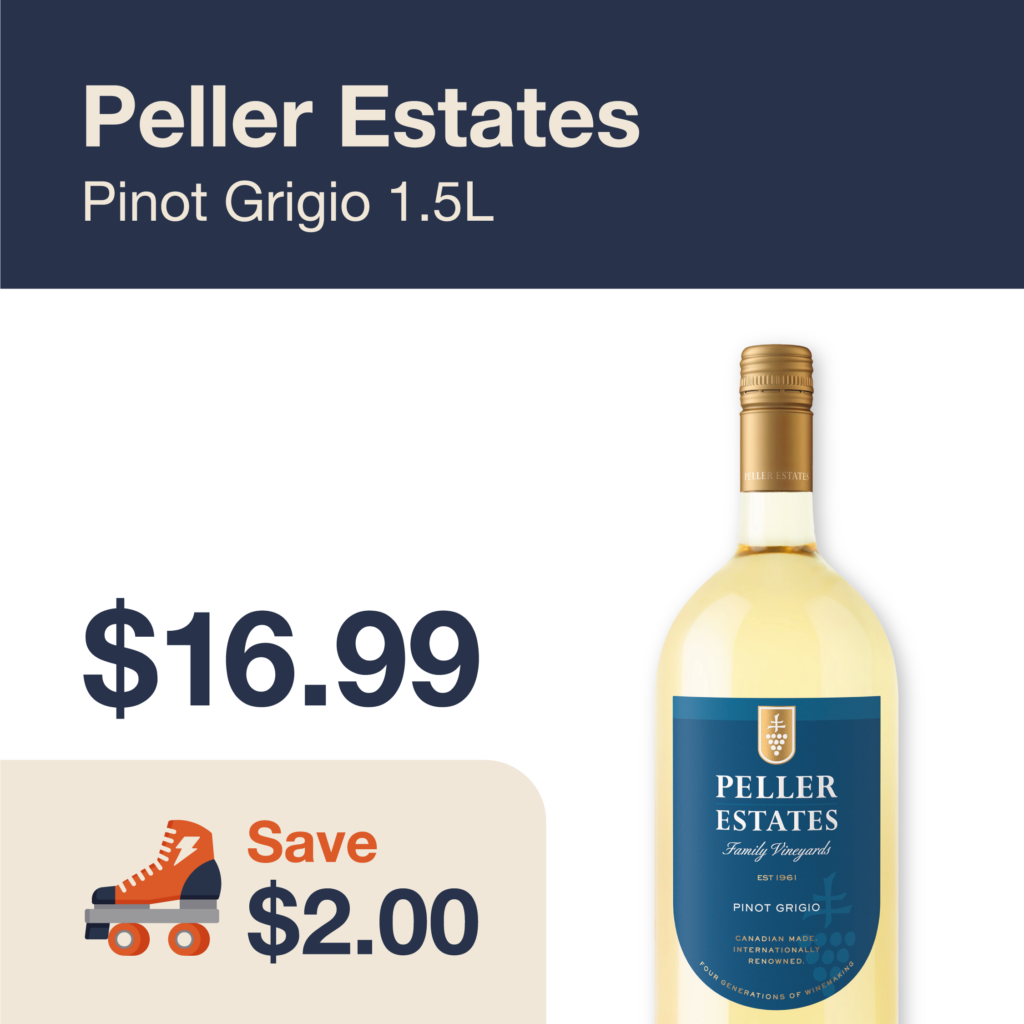 Liquor Co. 1977 monthly promo: Peller Estates Pinot Grigio - Save $2.00 on this featured wine deal.