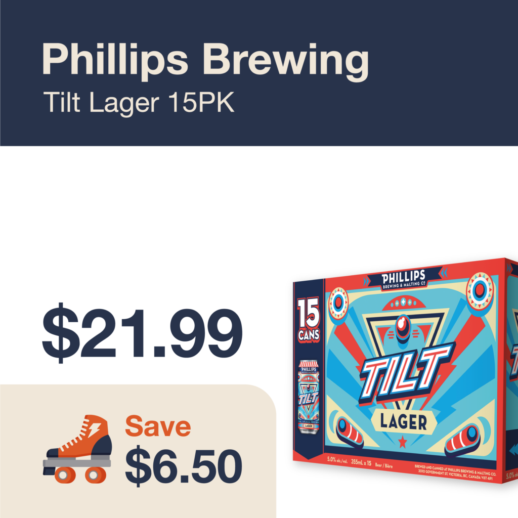 Liquor Co. 1977 monthly promo: Phillips Brewing Tilt Lager 15PK - Save $6.50 on this featured beer deal.