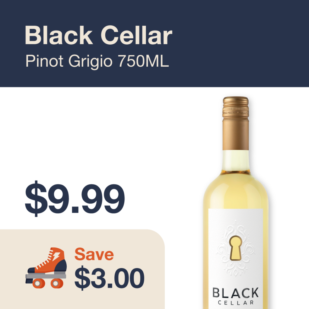 Liquor Co. 1977 monthly promo: Black Cellar Pinot Grigio 750ml - Save $3.00 on this featured wine deal.