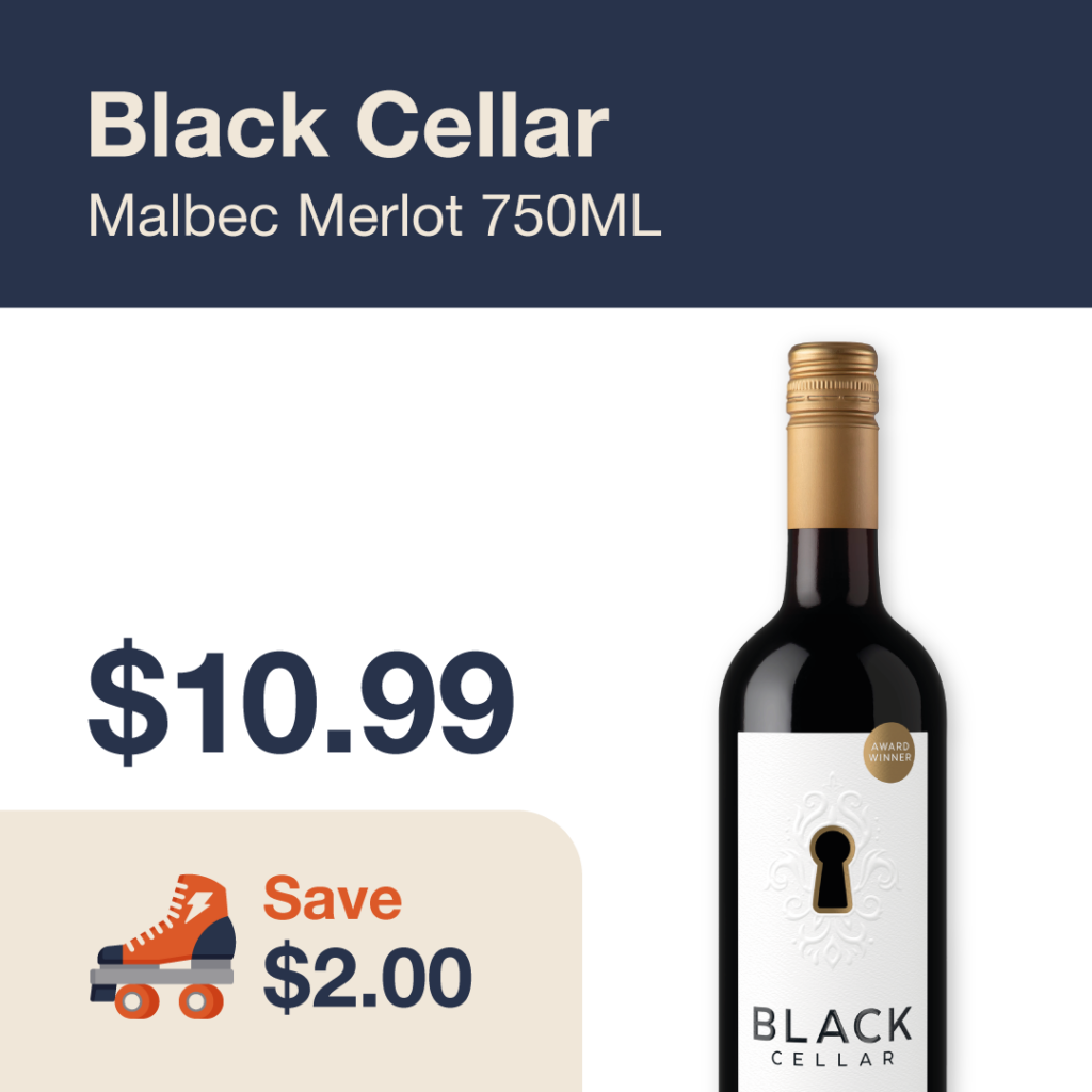 Liquor Co. 1977 monthly promo: Black Cellar Merlot 750ml - Save $2.00 on this featured wine deal.