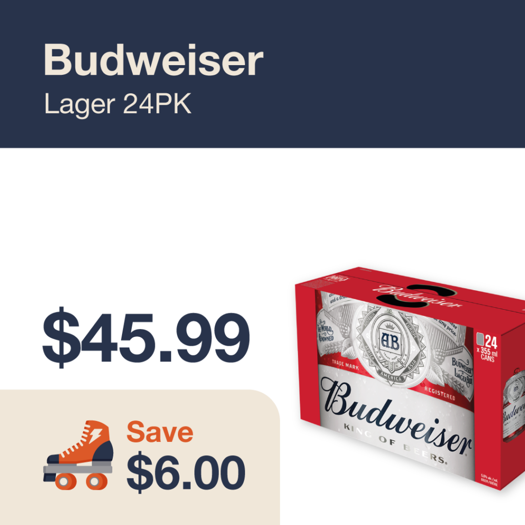 Liquor Co. 1977 monthly promo: Budweiser Lager 24Pk - Save $6.00 on this featured beer deal.