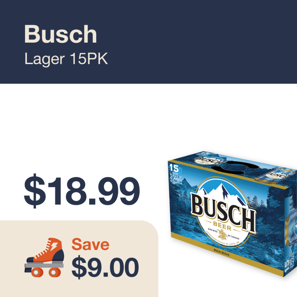 Liquor Co. 1977 monthly promo: Busch Lager 15PK - Save $9.00 on this featured beer deal.