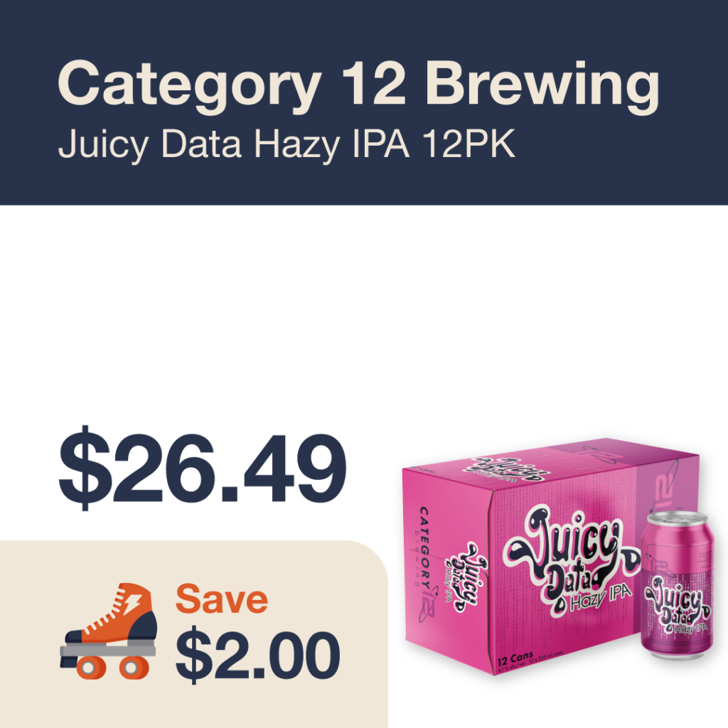 Liquor Co. 1977 monthly promo: Category 12 Brewing Juicy Data Hazy IPA 12PK - Save $2.00 on this featured beer deal.