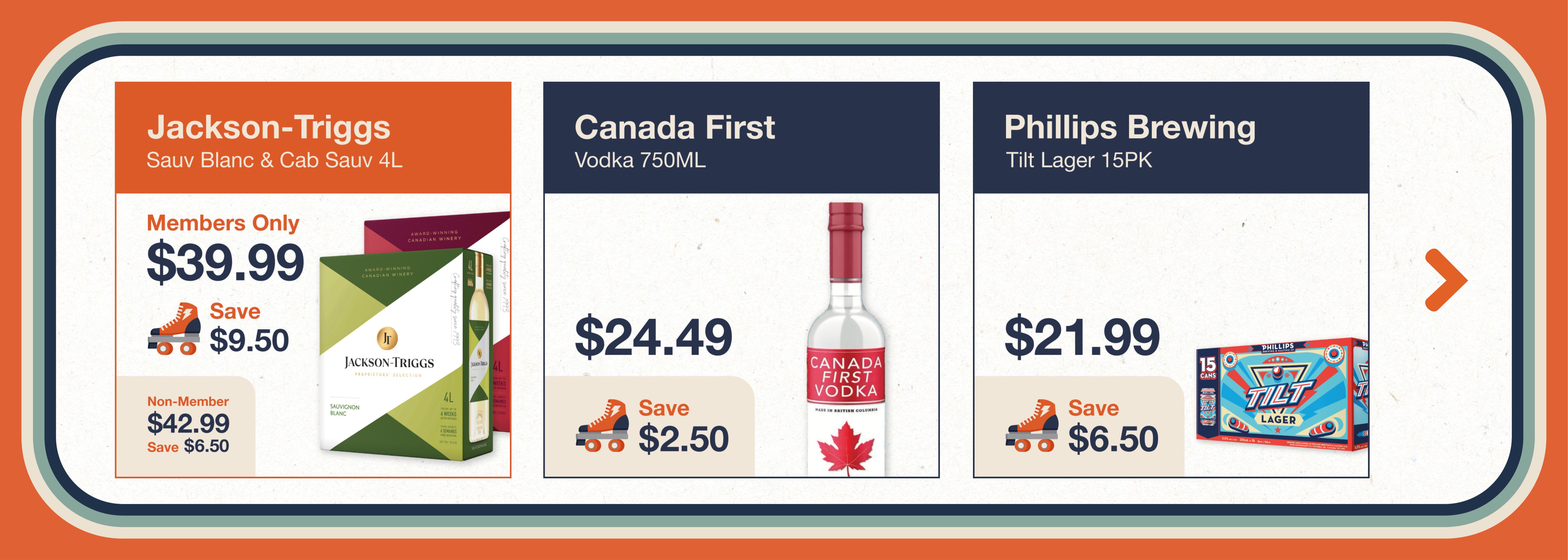 Monthly Promos at The Liquor Co. 1977. Beer Wine and Spirits on Sale. Peninsula Co-op Members save even more