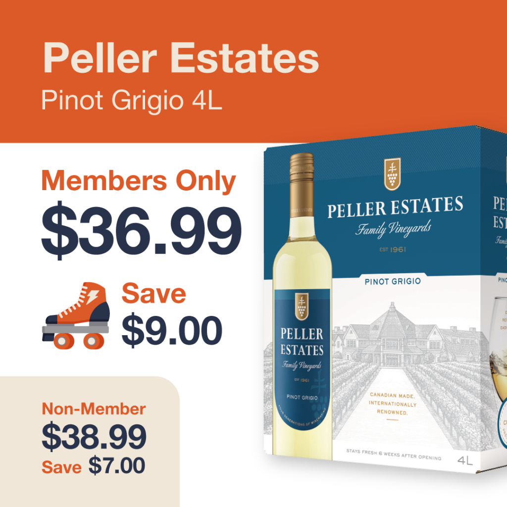 Liquor Co. 1977 monthly promo: Save $7.00 on Peller Estates Pinot Grigio - Members save $9.00 on this featured wine deal