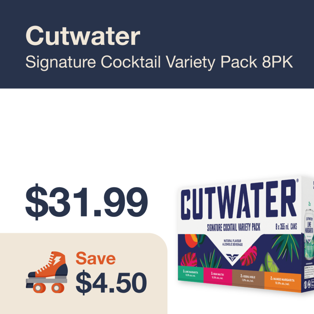 Liquor Co. 1977 monthly promo: Cutwater Signature Cocktail Variety Pack 8PK - Save $4.50 on this featured RTD deal.