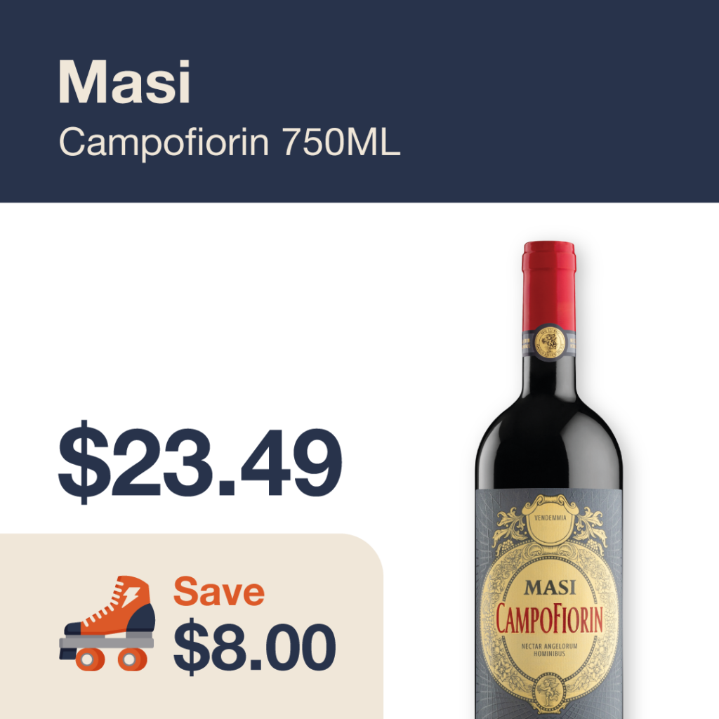 Liquor Co. 1977 monthly promo: Masi Campofiorin - Save $8.00 on this featured wine deal.