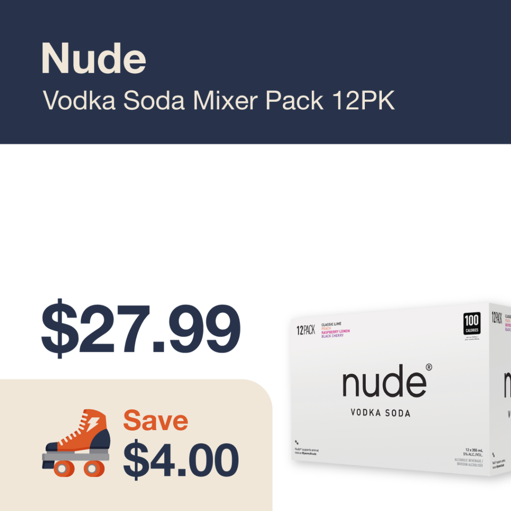 Liquor Co. 1977 monthly promo: Nude Vodka Sode Mixer Pack 12PK - Save $4.00 on this featured RTD deal.