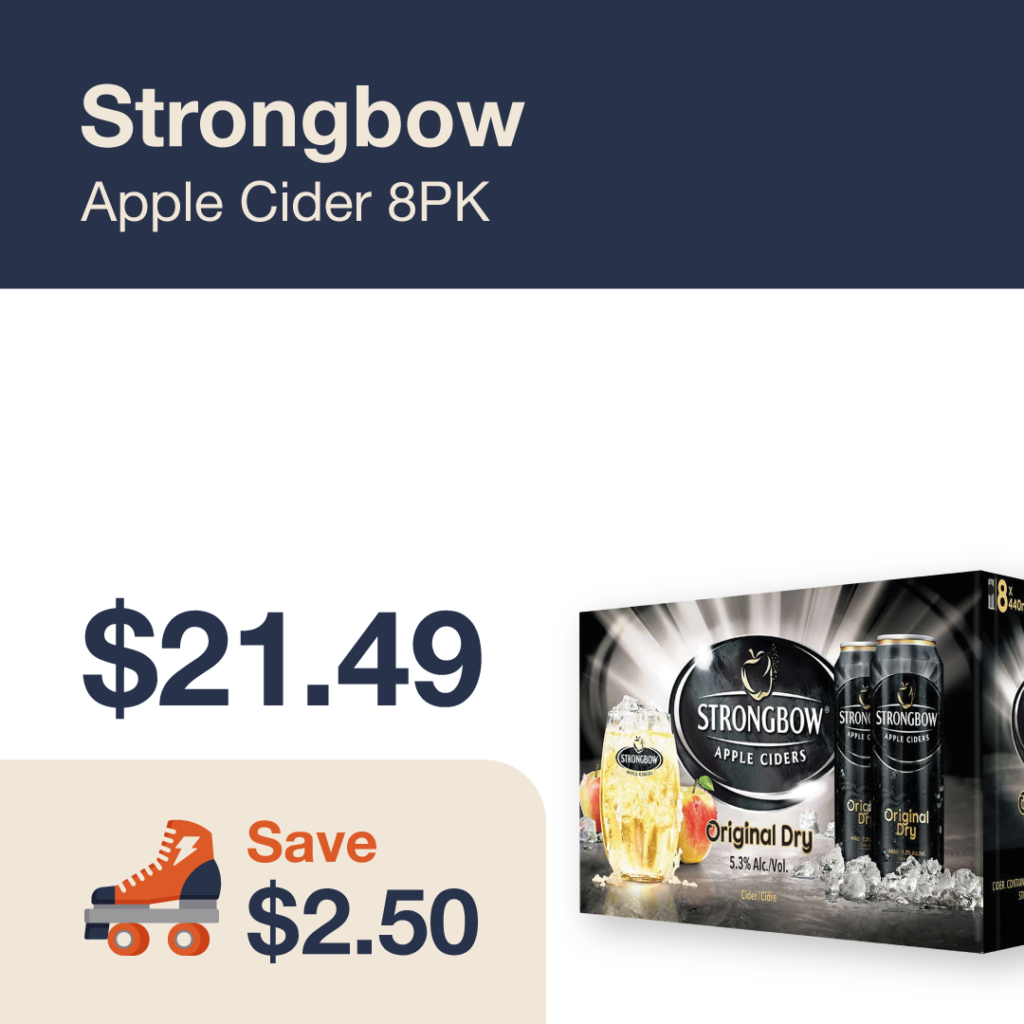 Liquor Co. 1977 monthly promo: Strongbow Apple Cider 8PK - Save $2.50 on this featured Cider deal.