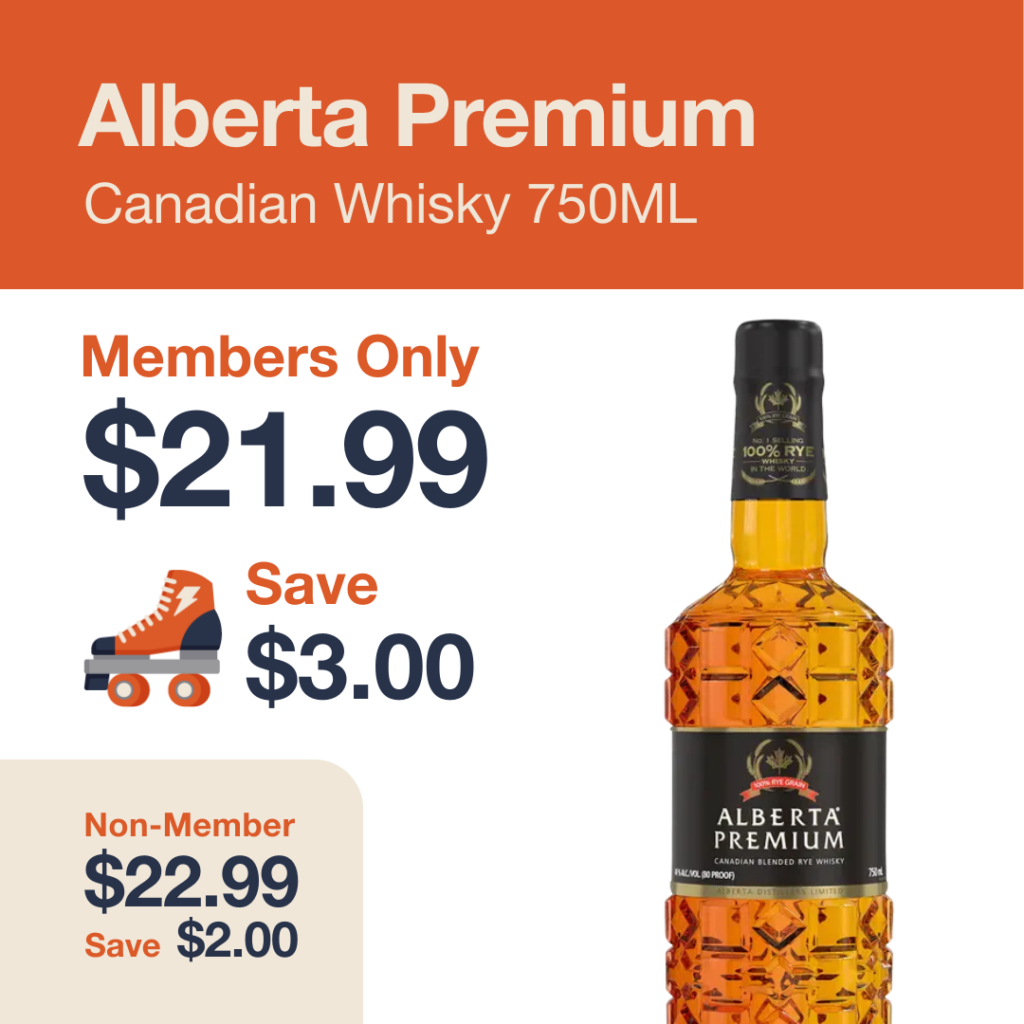 Liquor Co. 1977 monthly promo: Save $2.00 on Alberta Premium Whisky - Members save $3.00 on this featured spirit deal