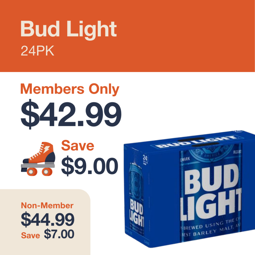 Liquor Co. 1977 monthly promo: Save $7.00 on Bud Light 24PK - Members save $9.00 on this featured beer deal