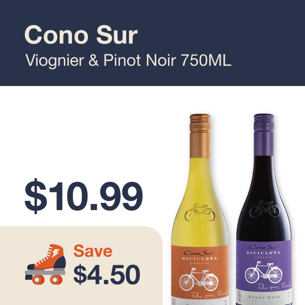 Liquor Co. 1977 monthly promo: Save $4.50 on Cono Sur Viognier & Pinot Noir 750ML