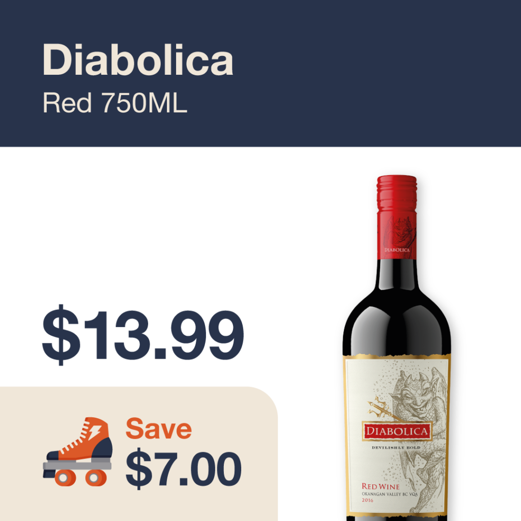 Liquor Co. 1977 monthly promo: Save $7.00 on Diabolica Red 750ML