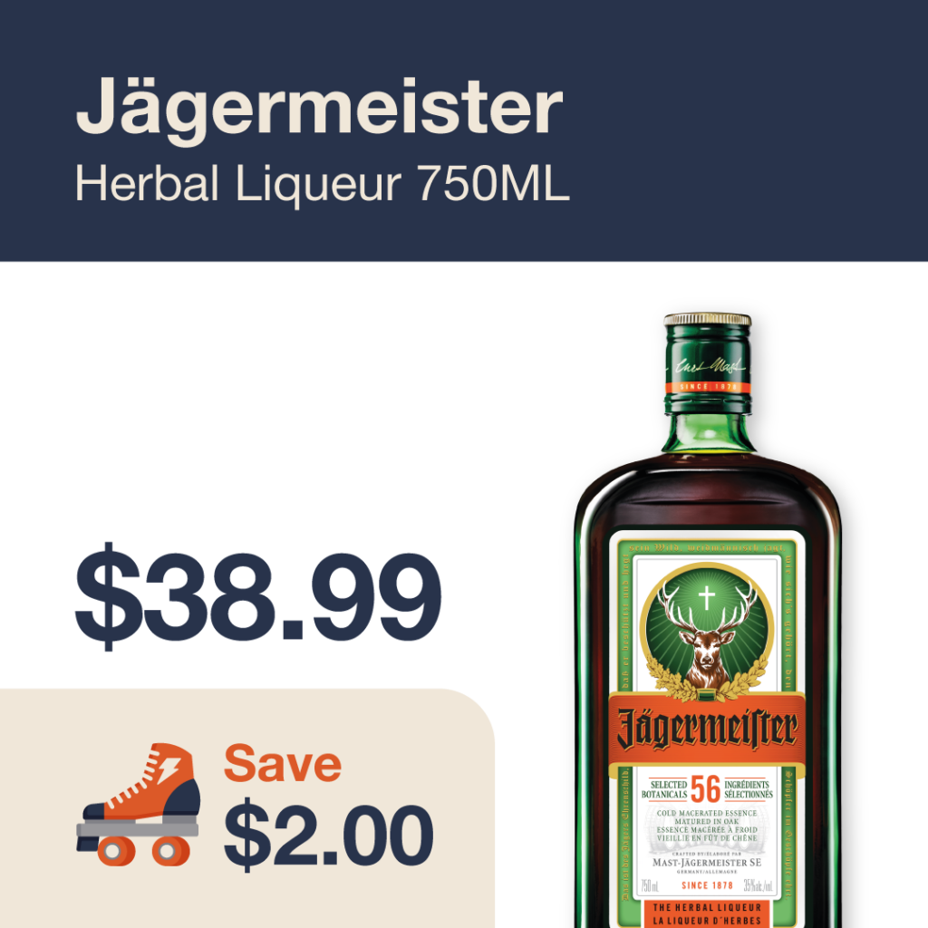 Liquor Co. 1977 monthly promo: Save $2.00 on Jägermeister Herbal Liqueur 750ML