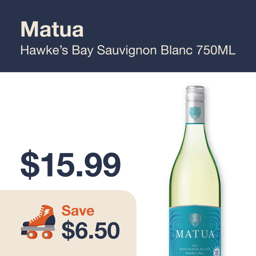 Liquor Co. 1977 monthly promo: Save $6.50 on Matua Hawkey's Bay Sauvignon Blanc 750ML