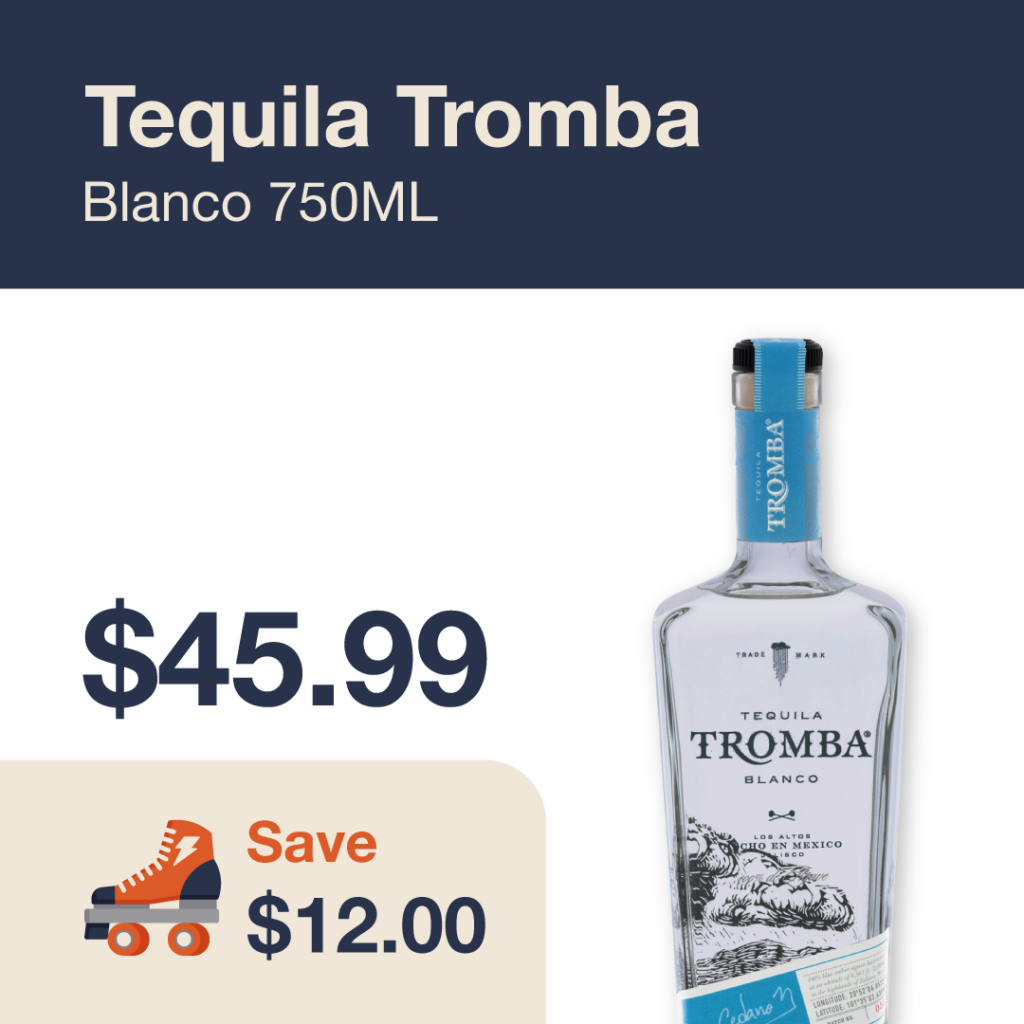 Liquor Co. 1977 monthly promo: Save $12.00 on Tequila Tromba Blanco 750ML