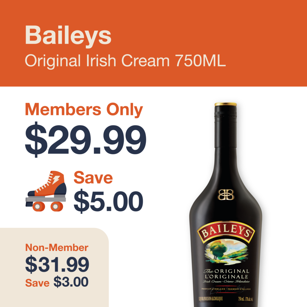 Liquor Co. 1977 monthly promo: Save $3.00 on Baileys Original Irish Cream 750ML- Members save $5.00 on this featured spirit deal