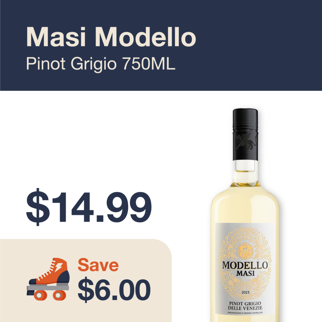 Liquor Co. 1977 monthly promo: Save $6.00 on Masi Modello Pinot Grigio 750ML
