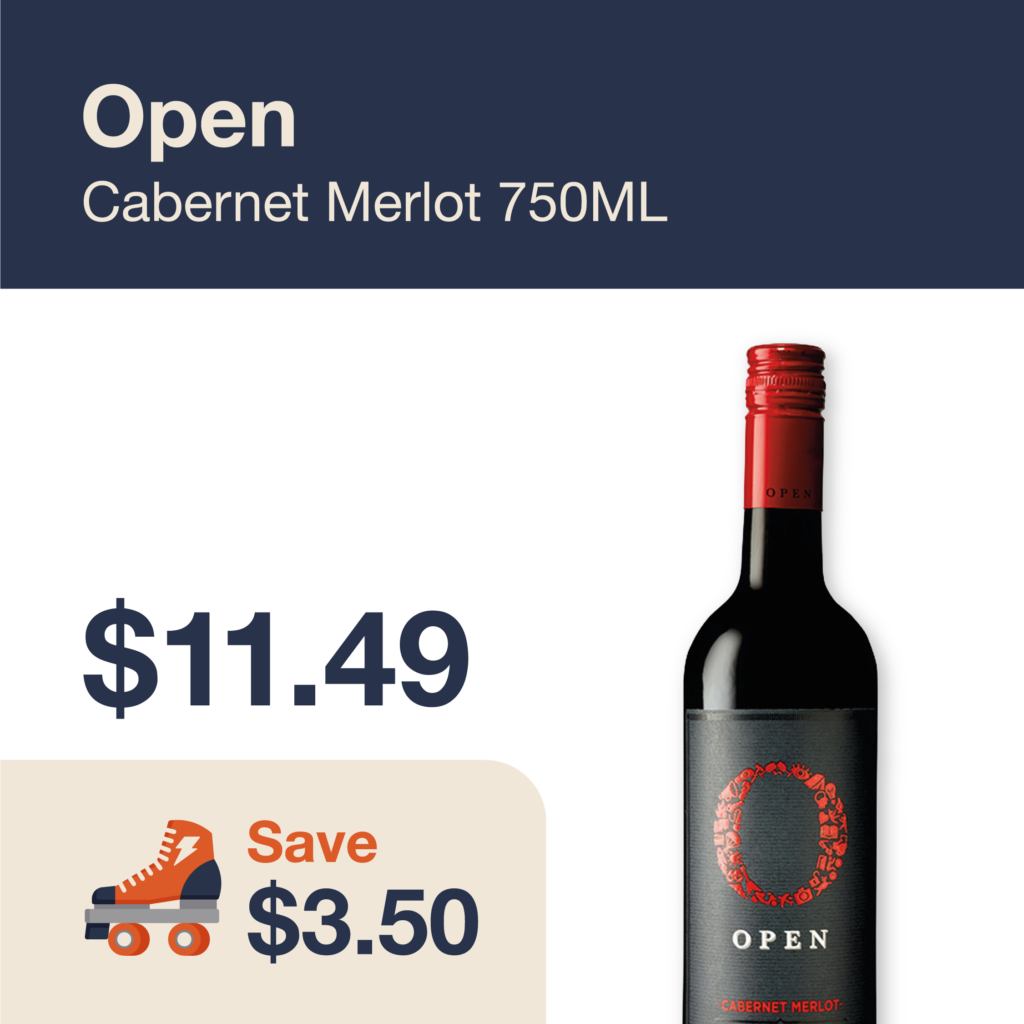 Liquor Co. 1977 monthly promo: Save $3.50 on Open Cabernet Merlot 750ML