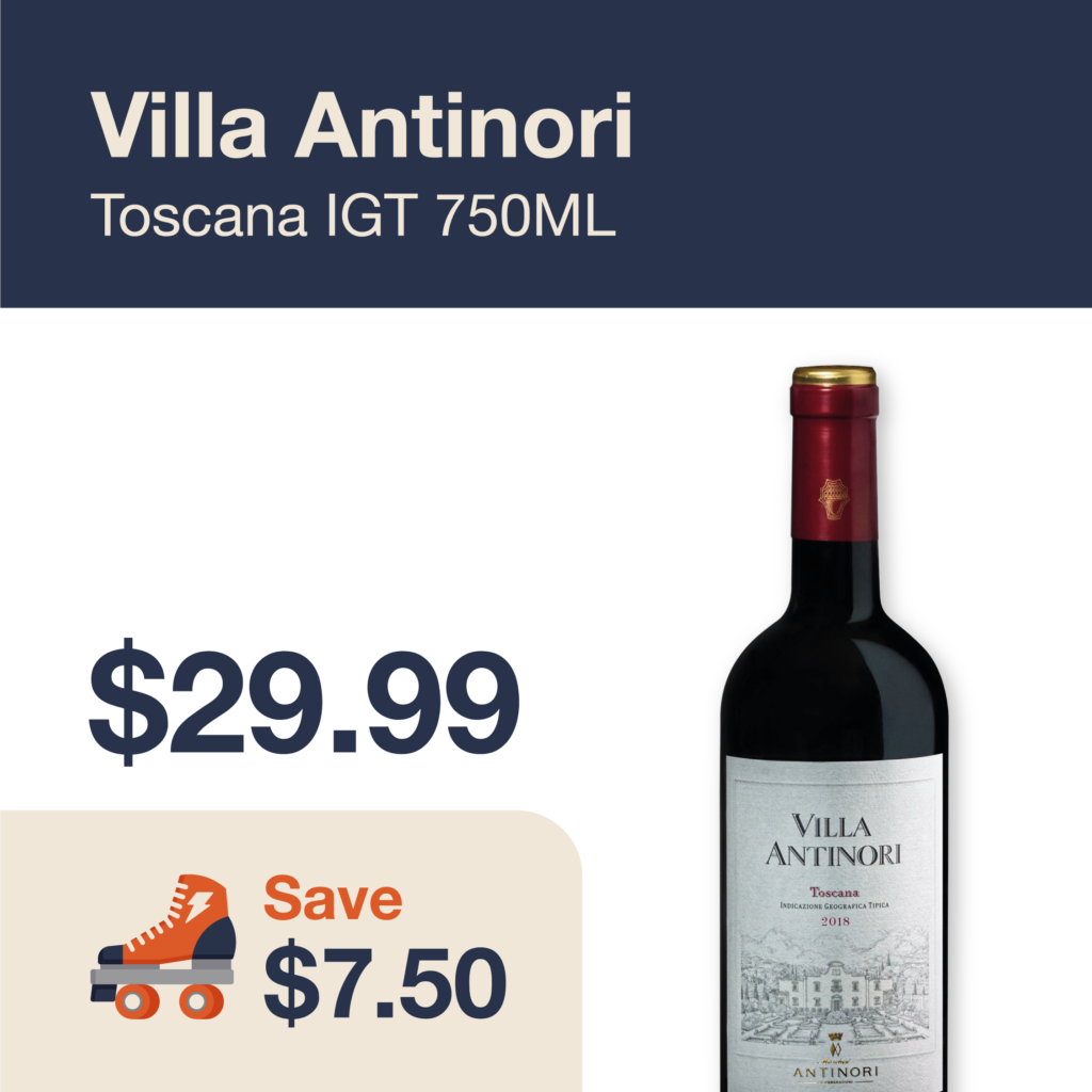 Liquor Co. 1977 monthly promo: Save $7.50 on Villa Antinori Toscana IGT 750ML