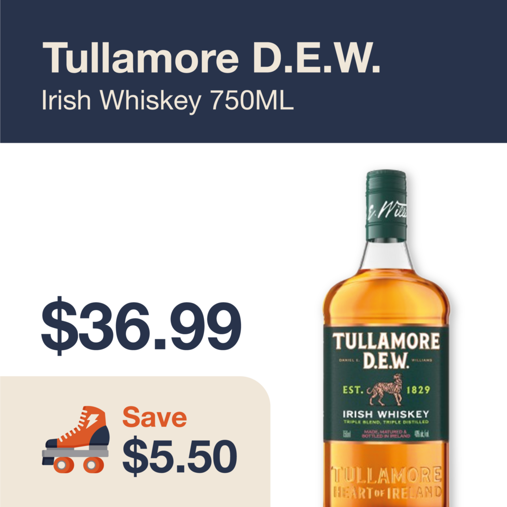 Liquor Co. 1977 monthly promo: Save $5.50 on Tullamore D.E.W. Irish Whiskey 750ML