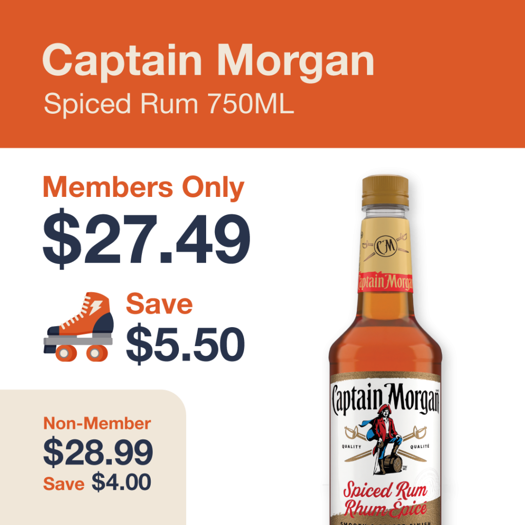Liquor Co. 1977 monthly promo: Save $4.00 on Captain Morgan Spiced Rum 750ML - Members save $5.50 on this featured spirit deal