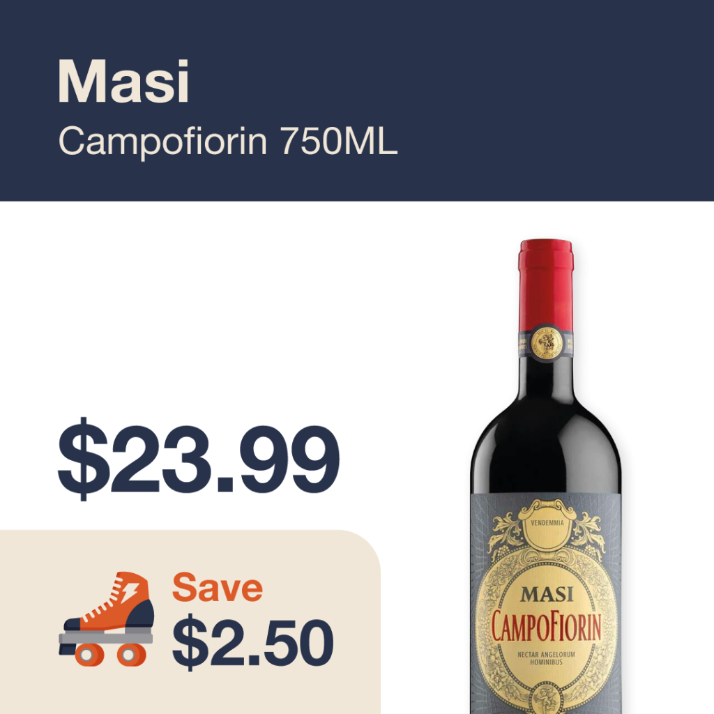 Liquor Co. 1977 monthly promo: Save $2.50 on Masi Campofiorin 750ML